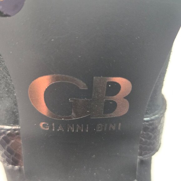 Gianni Bini Block Heel Boots Suede Black Edgy Lace Up Ankle Booties Size 7.5 - Picture 9 of 12